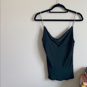 Zara Dark Green Beaded Strap Tank Top